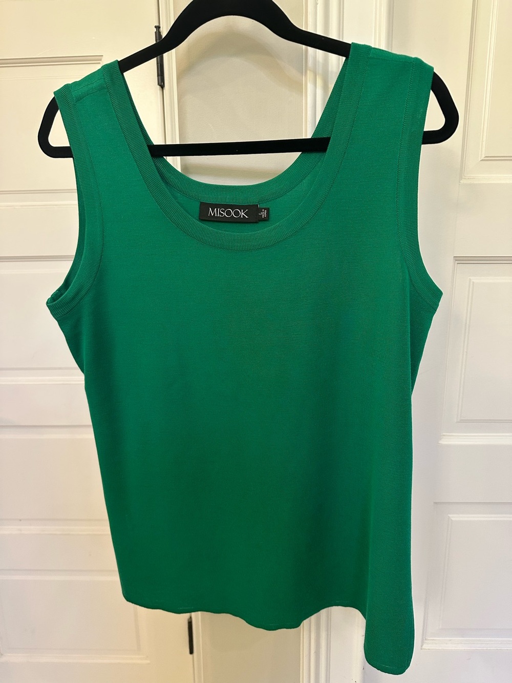 Misook Womens Large Kelly Green Knit Shell Tank Top Sleeveless Round Neck Cami